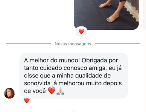 Mensagem de aluna: minha qualidade de sono e de vida melhorou muito depois de você