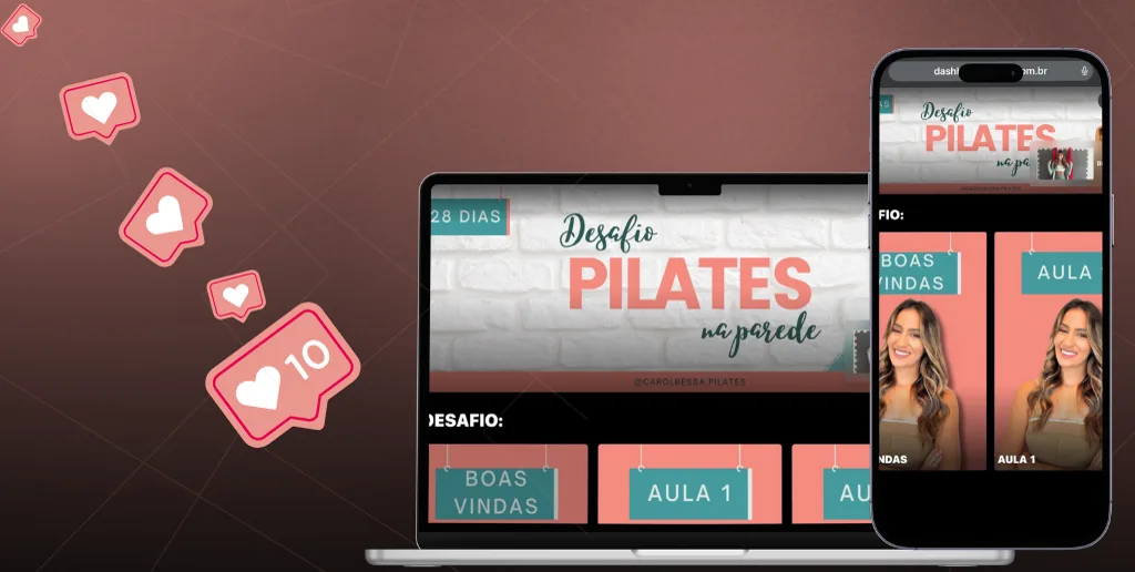 Desafio Pilates na Parede no notebook e no celular
