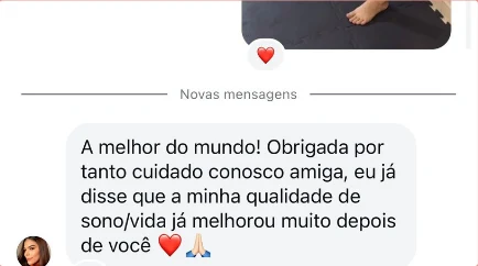 Mensagem de aluna: minha qualidade de sono e de vida melhorou muito
